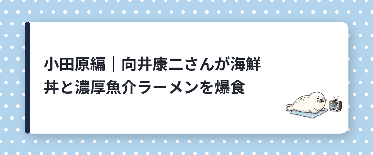 小田原編｜向井康二さんが海鮮丼と濃厚魚介ラーメンを爆食