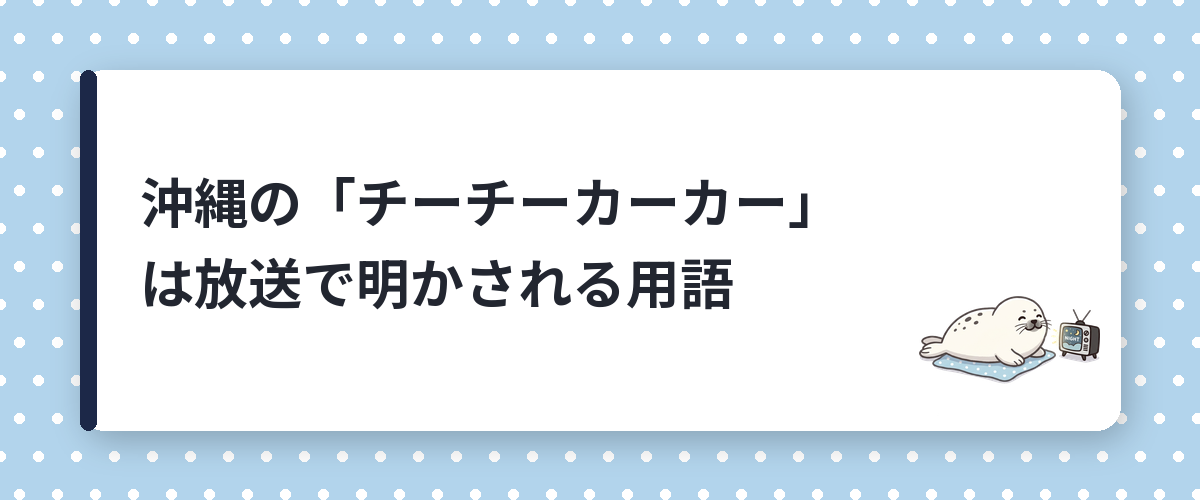 沖縄の「チーチーカーカー」は放送で明かされる用語