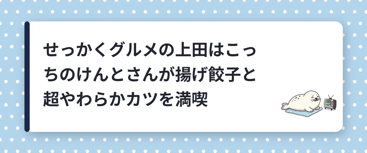 せっかくグルメの上田はこっちのけんとさんが揚げ餃子と超やわらかカツを満喫